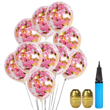 

20pcs Baby Shower Confetti Balloons 12 Inch Wedding Birthday Celebration Party Decorations With Air Pump Curling Ribbon Gift