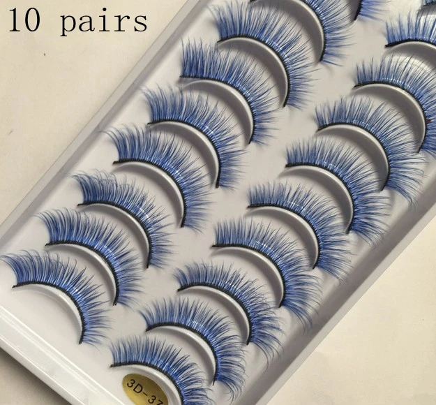 

QUXINHAO 10 pairs of 3D mink color false eyelashes blue cross long natural false eyelashes stage show makeup eyelashes