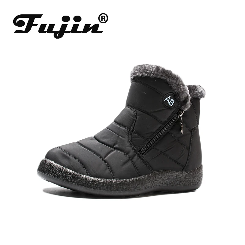 

Fujin Snow Boots Winter Warm Short Plush Fashion Dropshipping Round Toe Flat Bottom Solid Metal Decoration Causal Women Boots