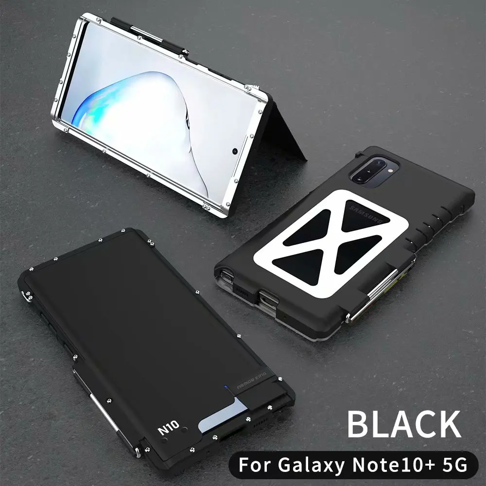 Для samsung Note 10/Note 10+ Plus 5G роскошный R-JUST Броня Король металлический алюминиевый бампер крышка из нержавеющей стали Жесткий ПК флип чехол Coque
