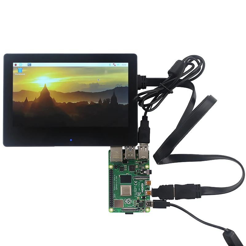 7 дюймов Raspberry Pi 4 Модель B 3B+ 3B сенсорный экран 1024x600 lcd Регулируемая яркость ips дисплей для ПК ноутбука Jetson Nano