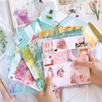 

50sheets/box INS Vintage Decorative Material Paper, Notebook Planner DIY Colored Background Craft Papers without Adhesive