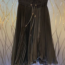 Ранней осенью, новинка женские выдвижной веревка в качестве дополнительного товара талии складки, верхняя одежда средней длинны и длинная 100-комплект, юбка средней длины для 815