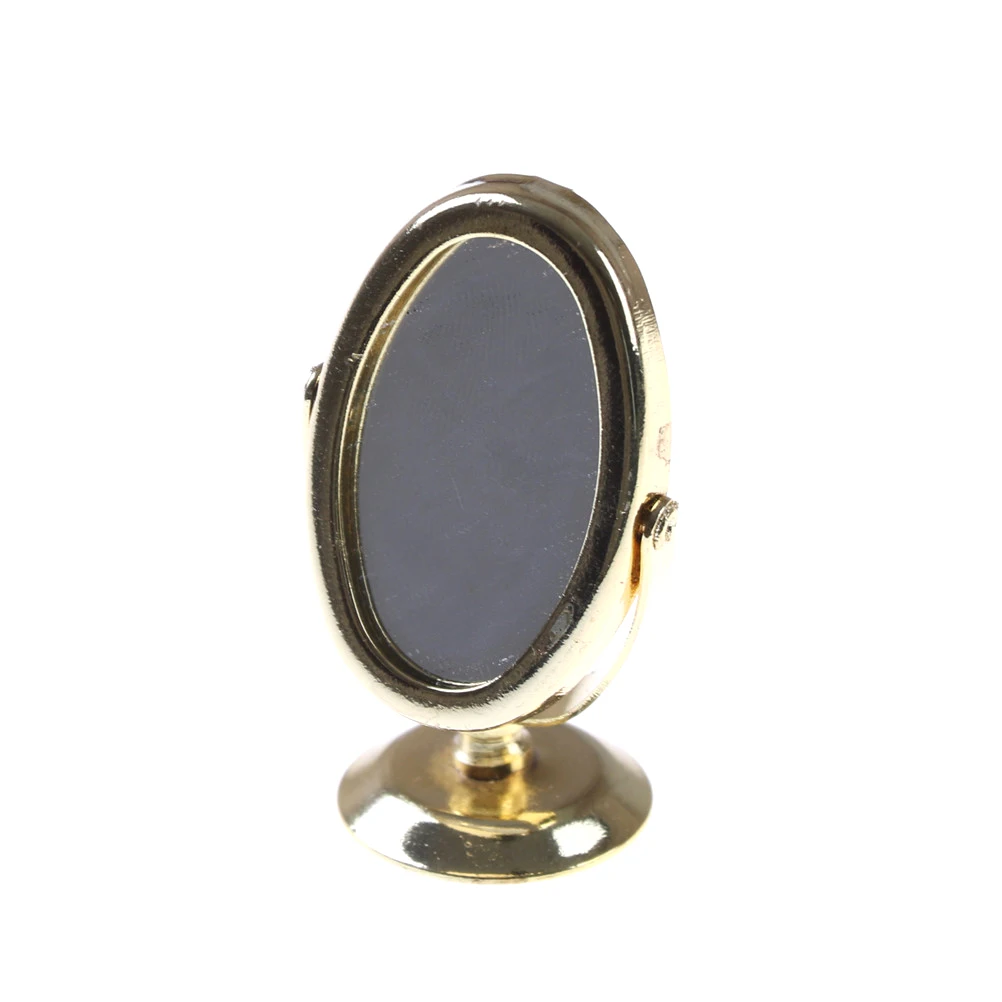 1pc Fashion 1/12 Dressing Table Mirror Gold Tone Kids Simulation Cosmeti Pretend Play Furniture Doll House Miniature Girl Toys | Игрушки и