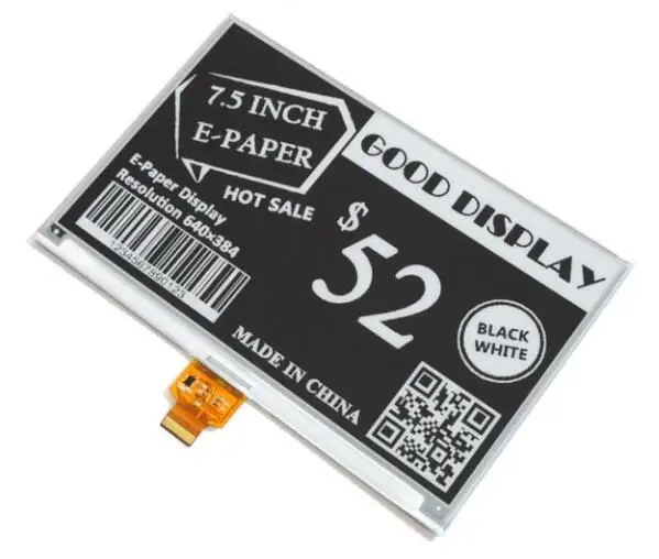Black White 7,5 дюйма 24P Eink SPI E-paper ЖК-дисплей экран 640*384(черный белый красный/черный белый желтый/черный белый - Цвет: Black White