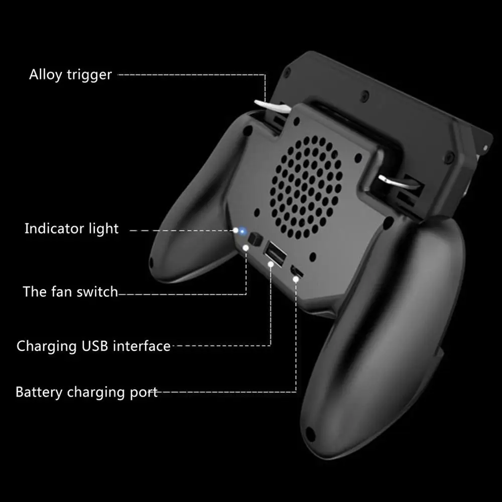  Finger PUBG Game Controller Gamepad Trigger Shooting Free Fire Cooling Fan Gamepad Joystick For IOS