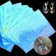 10 шт. пламенная наклейка для ногтей Vinyls 3D огненная Голографическая лента Переводные картинки DIY горячий Маникюр трафарет дизайн ногтей CH1526