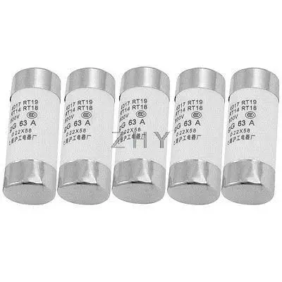 

5 Pcs RO17 Series 500V 63A Cylinder Cap Ceramic Fast Blow Fuse Links 22x58mm