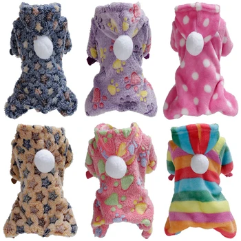 

XS-2XL Soft Fleece Dog Jumpsuit Winter Dog Clothes Small Puppy Coat Pet Outfits Warm Dog Hoodie Clothing