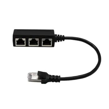 

RJ45 Splitter Adapter, RJ45 1 Male to 3 Female Ports Socket Adapter Interface Ethernet Cable 8P8C Extender Plug LAN Network Conn