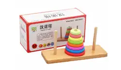 Классический деревянный дети Ханой башня игры детская раннее образование деревянные строительные блоки игрушки родитель-ребенок игрушки