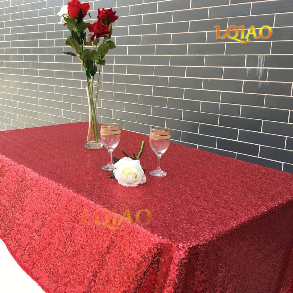 Red 120x200 см темно-синяя вышитая сетка скатерти с пайетками ткань настольная скатерть с пайетками Свадьба/украшение скатерти с пайетками ткань - Цвет: Red