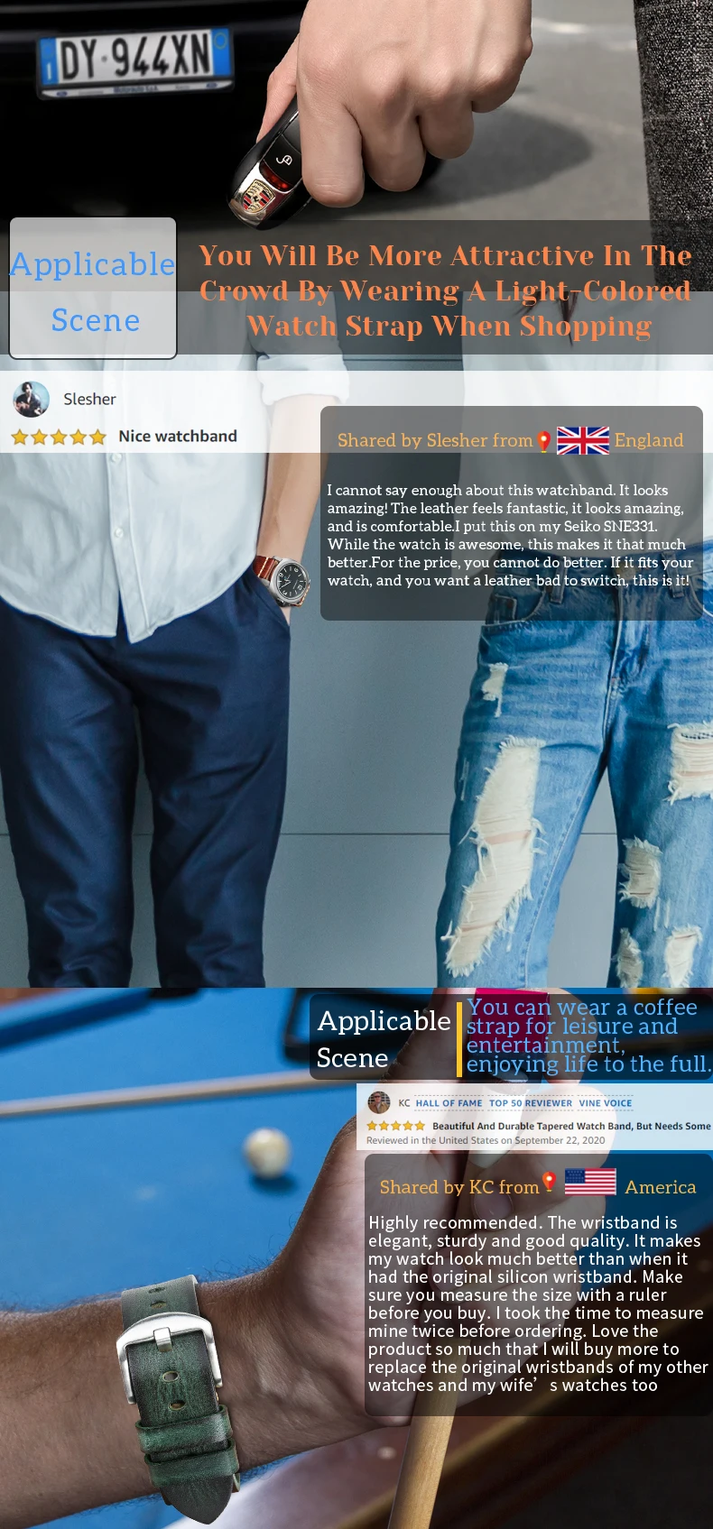 Maikes Genuine Leather Watchband for Galaxy Watch Strap 18mm 20mm 22mm 24mm Watch Band Tissote Timex Omega Wrist Bracelets