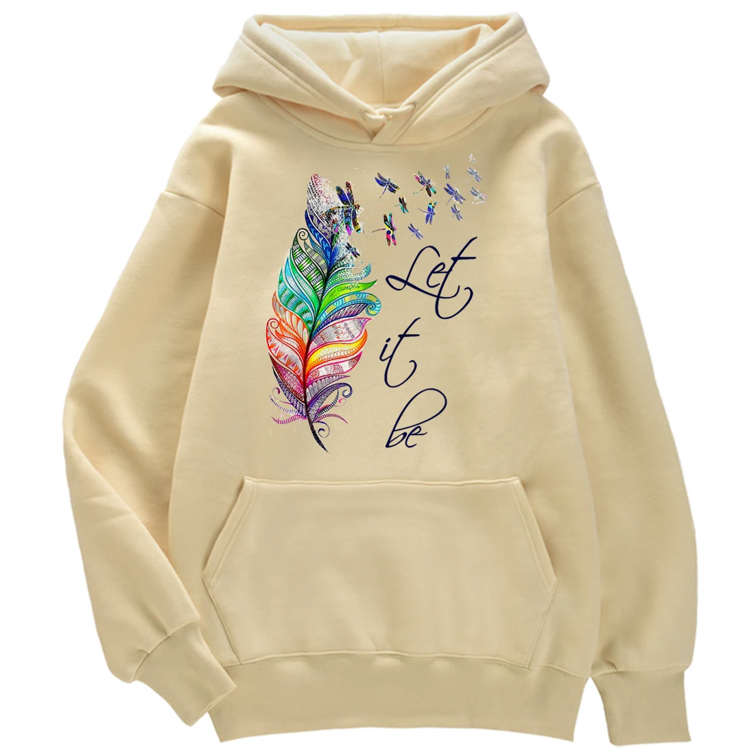 

Feather Let It Be Personality Letters Print Warm Woman Crop Hoodie Kpop Loose Hoody Female Autumn Punk Sweatshirt For Women