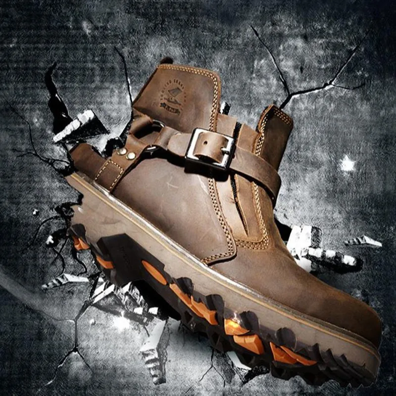 Men Waterproof Leather Motorcycle Boots Vintage Motorbike Protective Motorcycle Boot Motorcyclists Street Riding Shoes