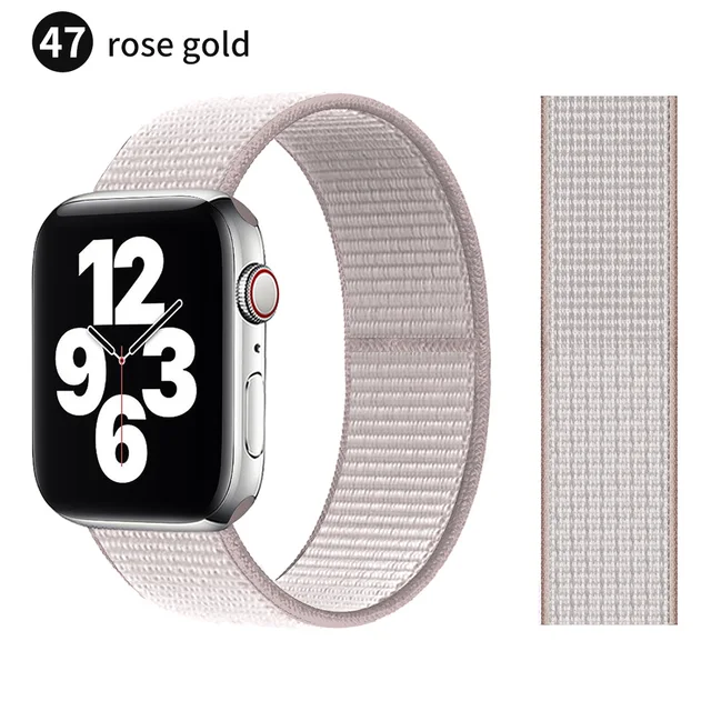 Nylon Strap for Apple watch series 7 band 41mm 44mm 40mm 42mm 38mm smartwatch wristband belt sport loop bracelets iWatch 3456 se Rose gold