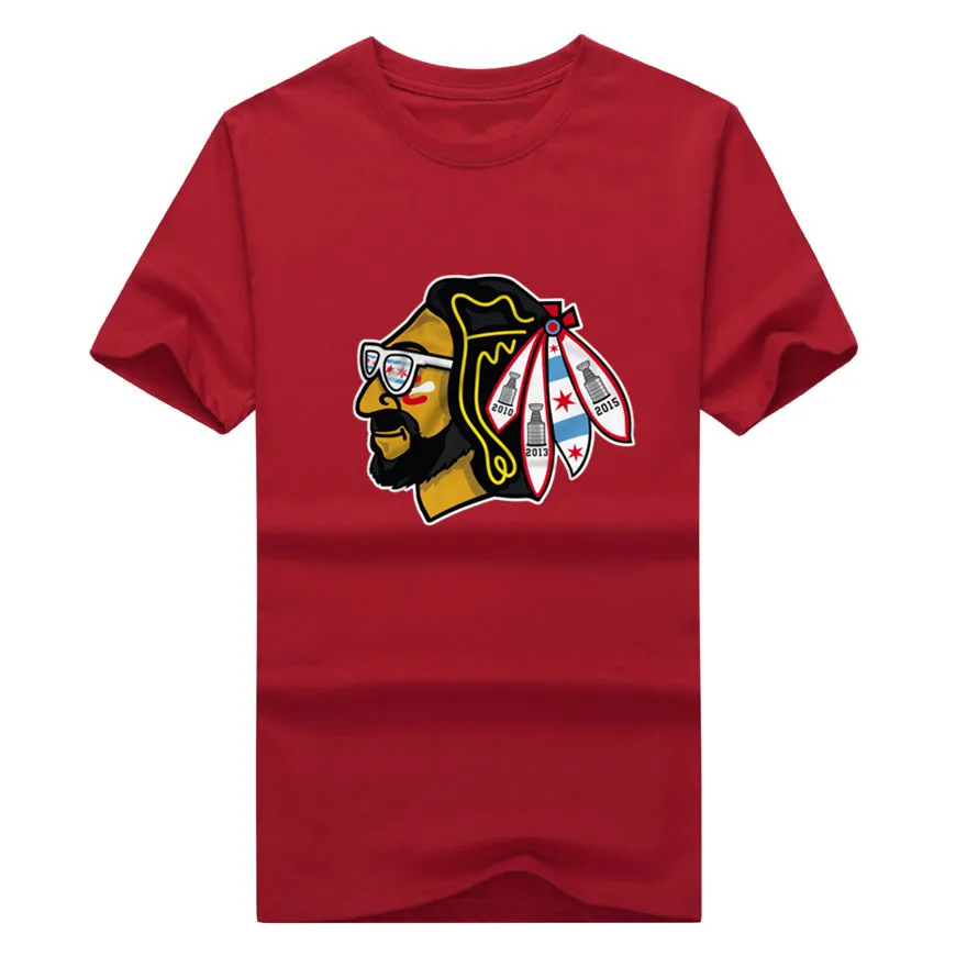 Мужская футболка Chicago fans Blackhawks head с логотипом в виде солнцезащитных очков хлопковая Футболка - Цвет: Оранжевый