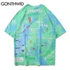 GONTHWID Tie Dye Tees Shirts Streetwear Hip Hop Graffiti Print Short Sleeve Tshirts Mens Harajuku Hipster Casual Tops Fashion ► Photo 3/6