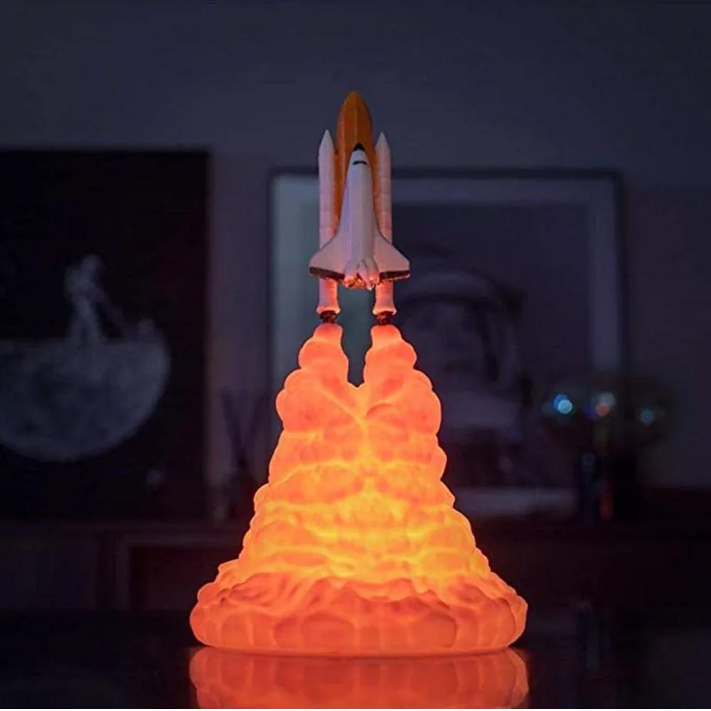 Новая 3D печать космическая челнока лампа и лампы в виде Луны ракетная лампа ночник для любителей космоса украшения дома