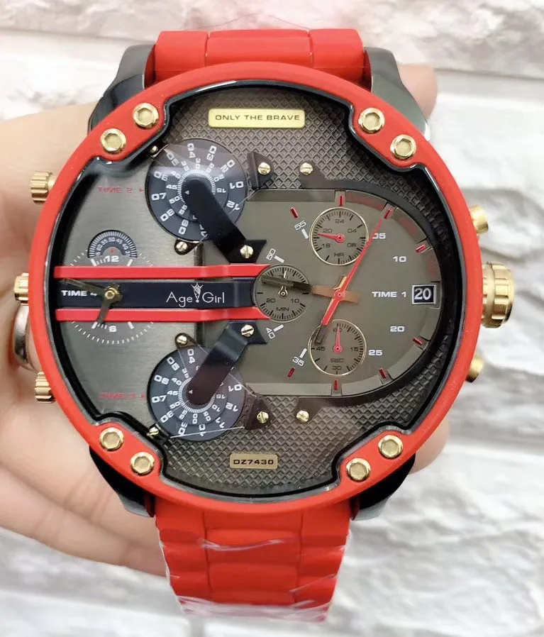

Luxury Brand New Silver White Stainless Steel Red Mens Watch Mr. Daddy Chronograph Sapphire Gold StopWatch Oversized Watches