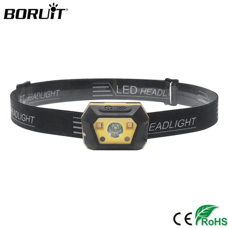 BORUiT XPE светодиодный налобный мини фонарь с датчиком движения 4 режима