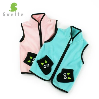 

SVELTE Fall Autumn Winter Children Boys Girls Fur Fleece Vest Cartoon Patterns Zipper Solid kids Waistcoat Veste Enfant