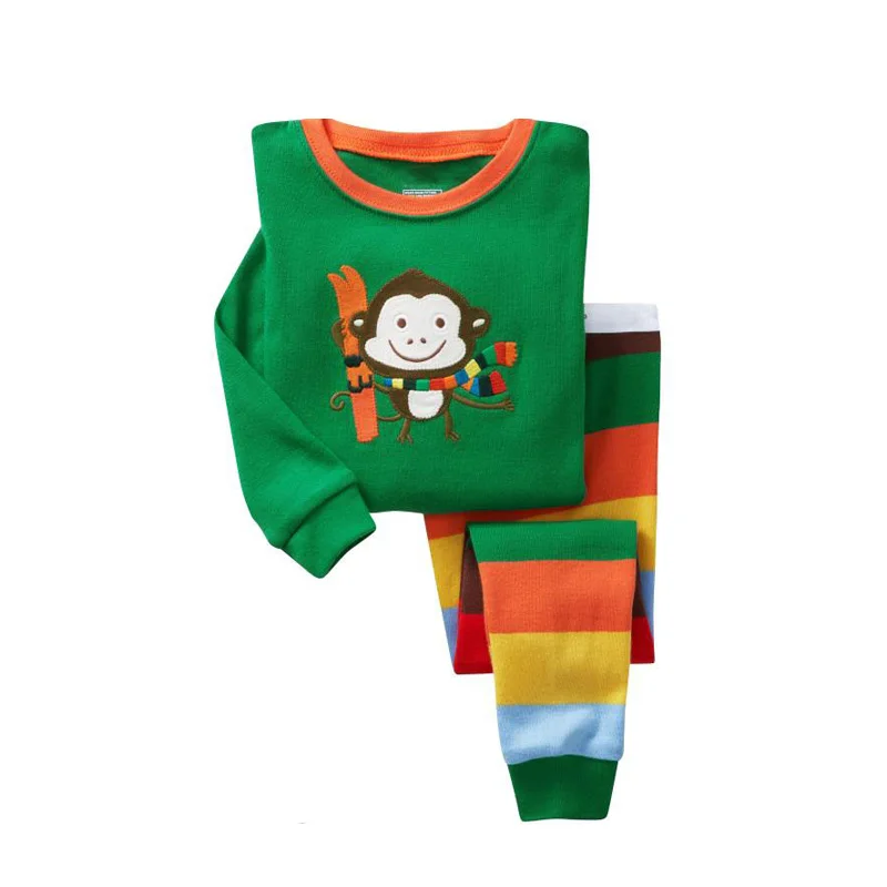 Пижамы с животными для мальчиков; Детская Хлопковая одежда для сна; Одежда для девочек; детские пижамы; пижамный комплект с длинными рукавами для малышей 1-8 лет