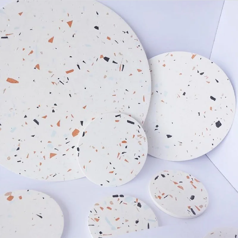 Concrete Terrazzo Tray Molds Round Cement Flat Bottom Tray Coaster Molds of Different Sizes Home Decor Dish Epoxy Molds 6