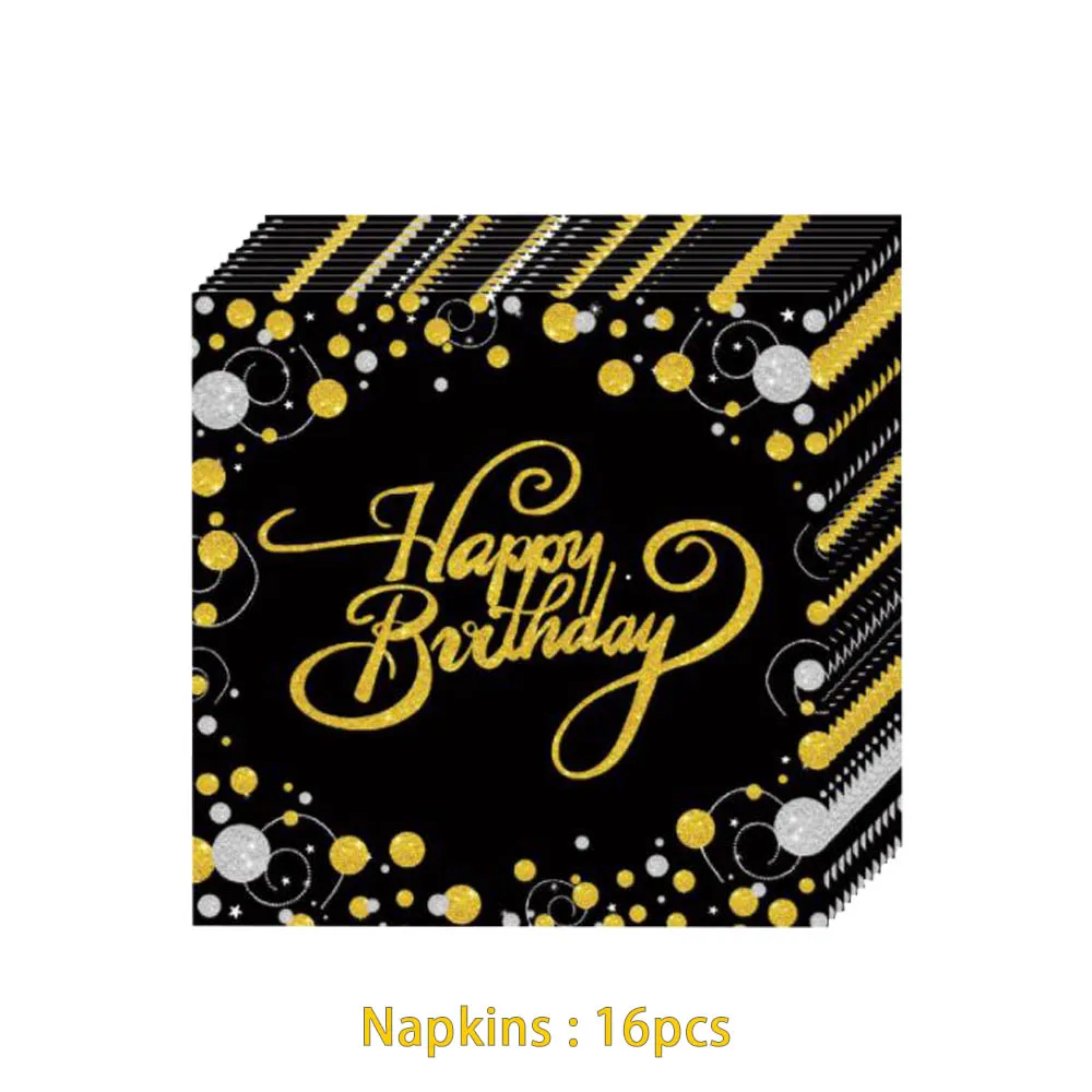 Colorful gold 40 years old disposable tableware straw plate cup napkins birthday Christmas party set decoration for home