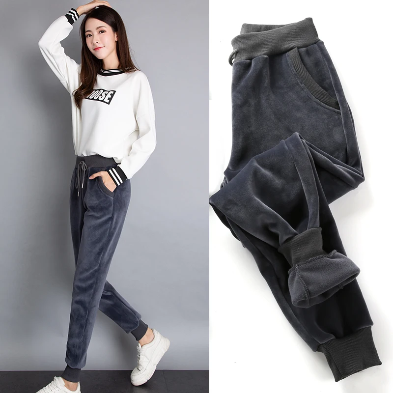 Autumn winter plus velvet padded sweatpants Warm Fleece Pants Plus Size Thick Women's Winter Pants Velvet Loose Ladies Pants Autumn winter plus velvet padded sweatpants Warm Fleece Pants Plus Size Thick Women's Winter Pants Velvet Loose Ladies Pants