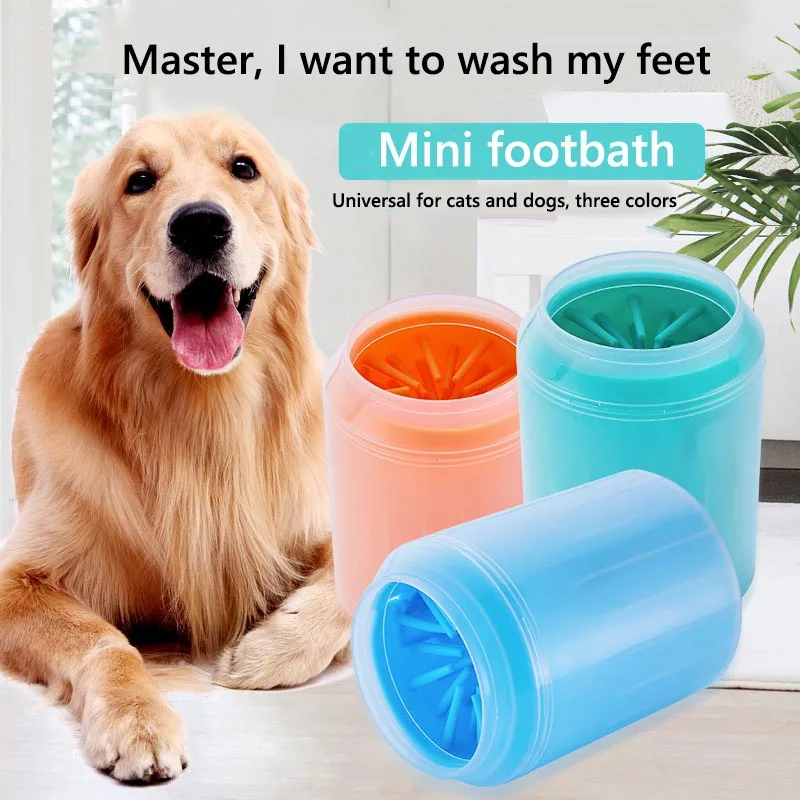 Taza limpiadora de patas de perro, peines de silicona suave, taza limpiadora de pies de Mascota, cepillo de limpieza de patas, Cubo de limpieza de pies de gato sucio, 2020