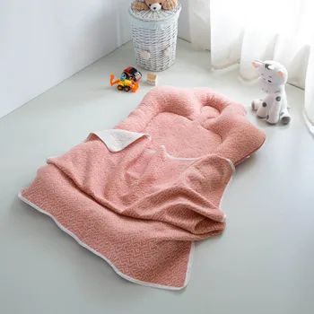 

Portable Travel Baby Sleeper Nest Crib With Blankets Striped Bebe Cot Removable Bebe Bassinet Cover Newborn Cradle Warm Quilt