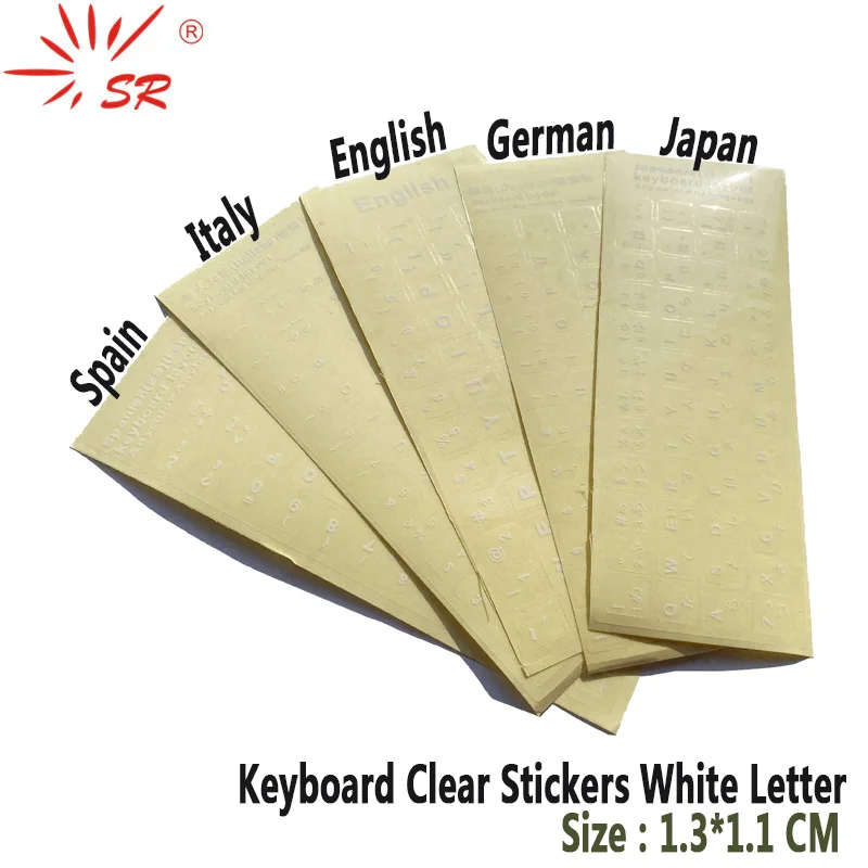SR Clear Smooth Keyboard Stickers Letter 6 Language Russian German Spain Italy English Japan for Computer Laptop Accessories-0