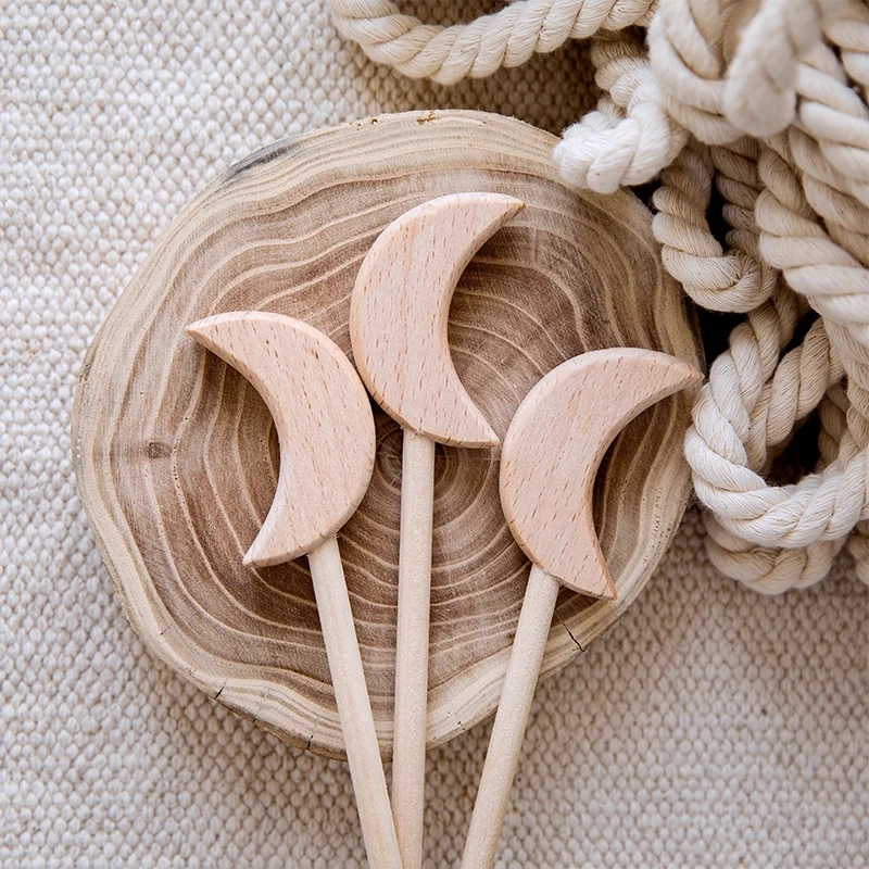 2pcs Baby Wooden Star Toys Diy Teether Baby Magic Wands Toys Play Gym Magic Wands Rod Rodent Toy Birthday Gifts For Girl Kids
