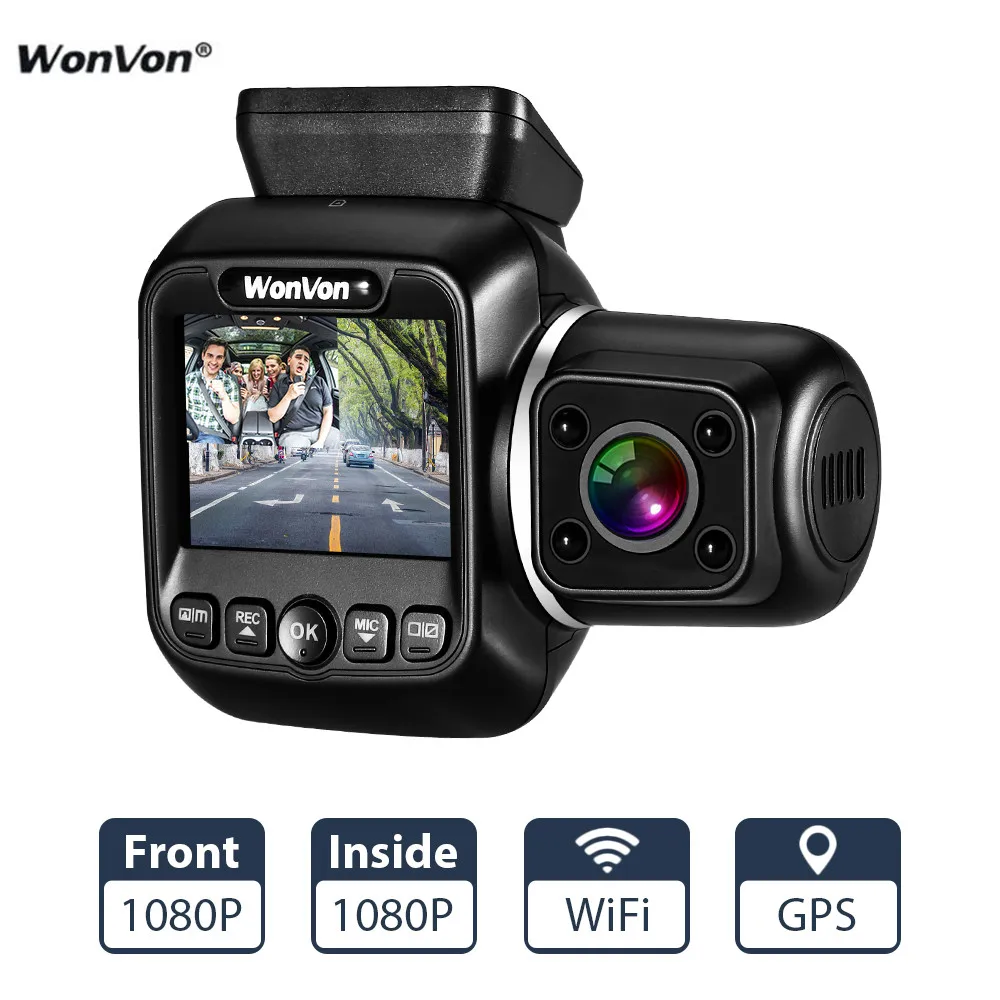 

WonVon Car Mini DVRs Dual Lens Dash Cam DVR 1080P IMX323 Car GPS WiFi Camera 2.0" LCD IR Night Vision for Uber Lyft Truck Taxi