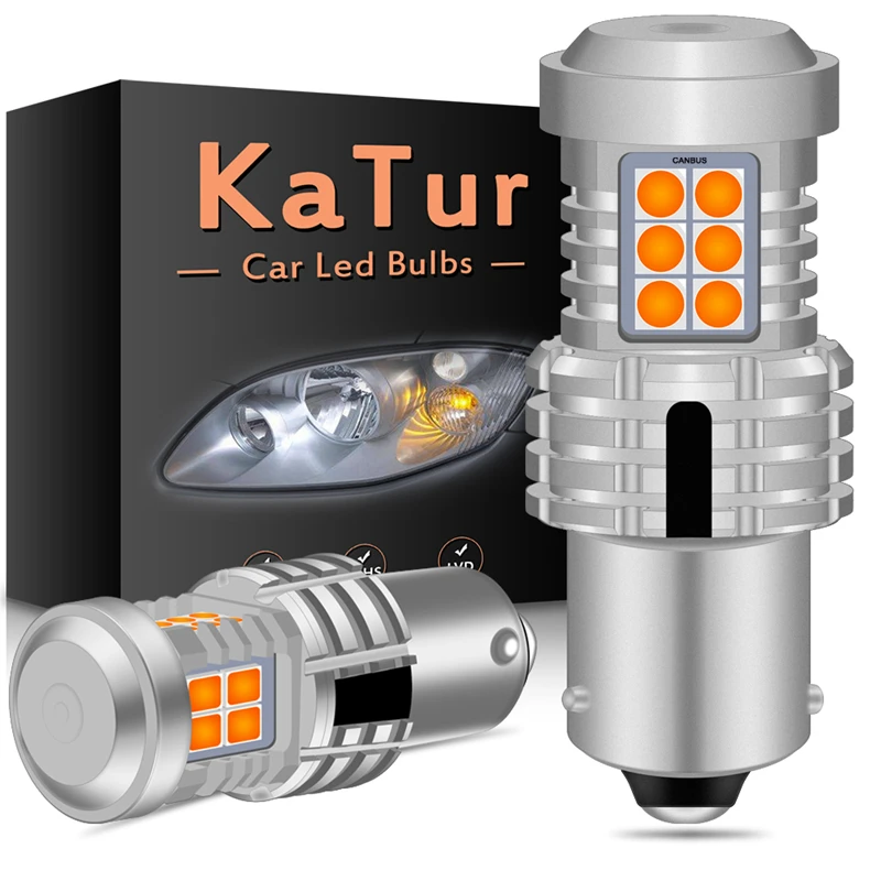 Katur 2 шт. Canbus 1156 PY21W BAU15S светодиодный светильник сигнала поворота без ошибок без гипервспышки 20smd 2400 люмен Янтарный Желтый Красный