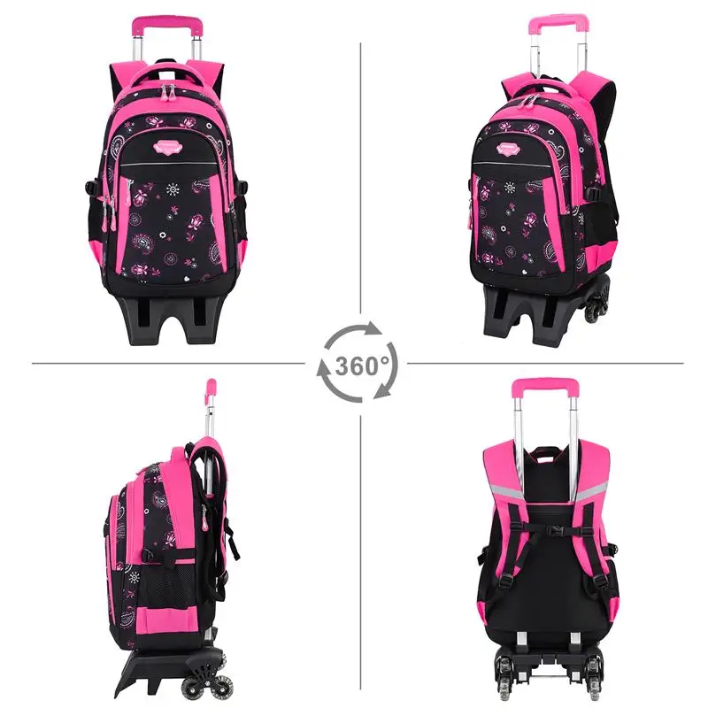 

Kids Rolling Backpack Large Capacity Wheeled Backpack Carry on Luggage Backpack