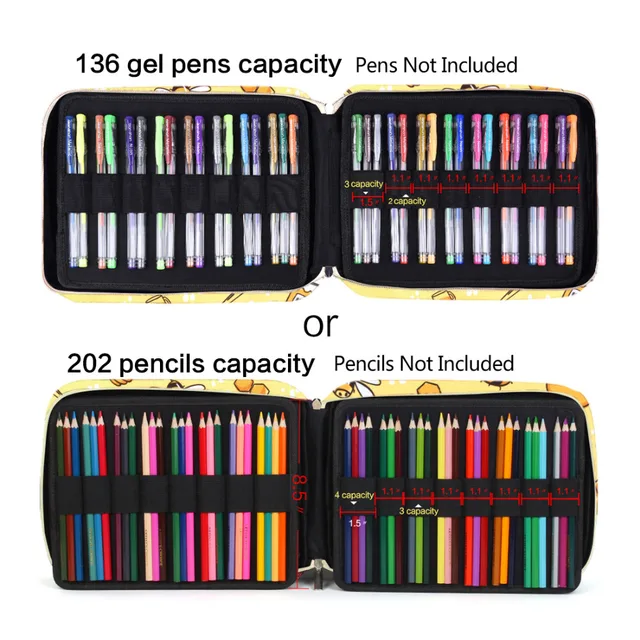 qianshan 202 Colored Pencils Pencil Case - 136 Color Gel pens