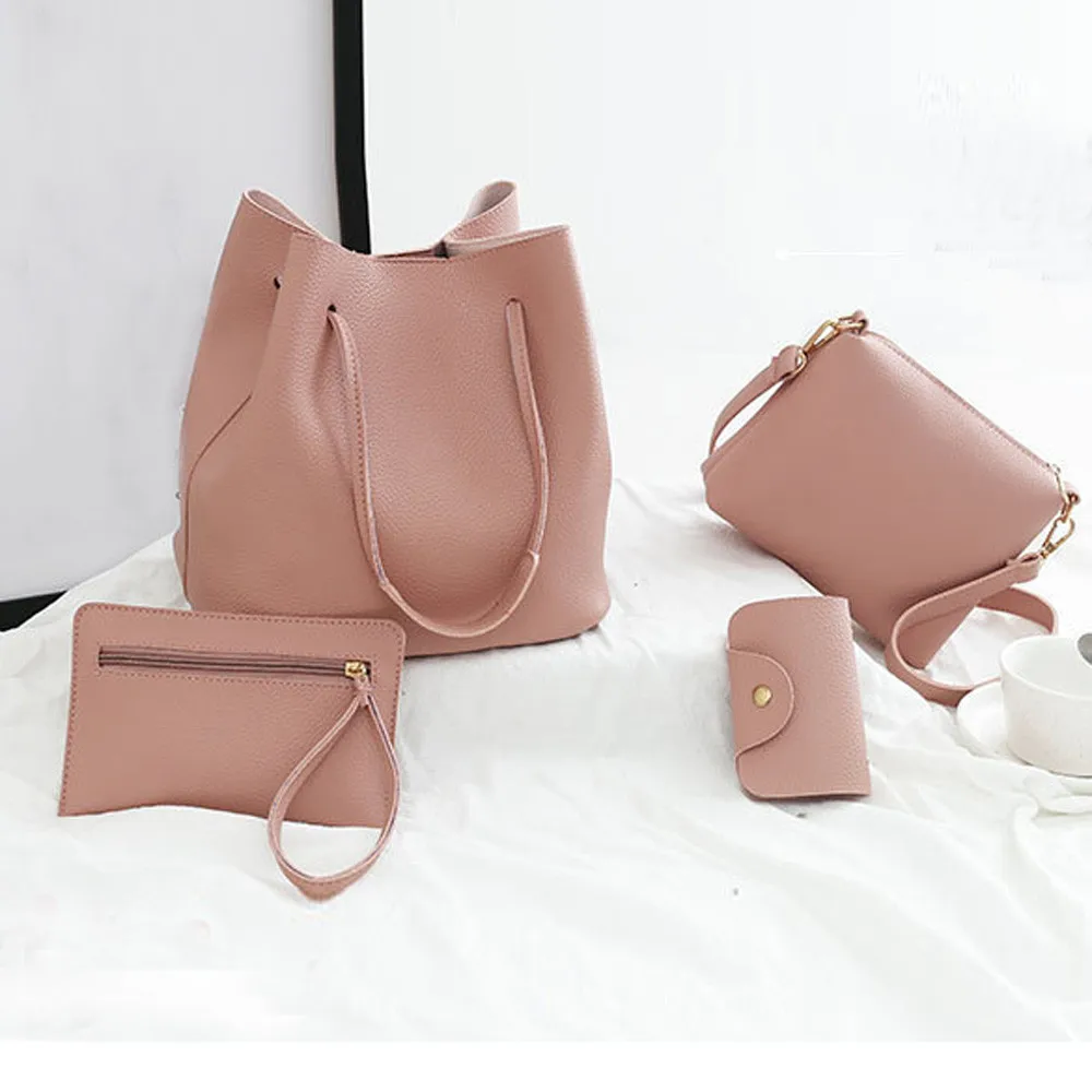 

New High Quality Fashion 4Pcs Bags For Women Pattern Leather Handbag Crossbody Bag Messenger Bag Card Package Bolsas Feminina