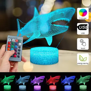 

Shark colorful creative 3D LED night light gift table lamp visual lamp,gift of Christmas Children's day birthday ENERGY SAVING