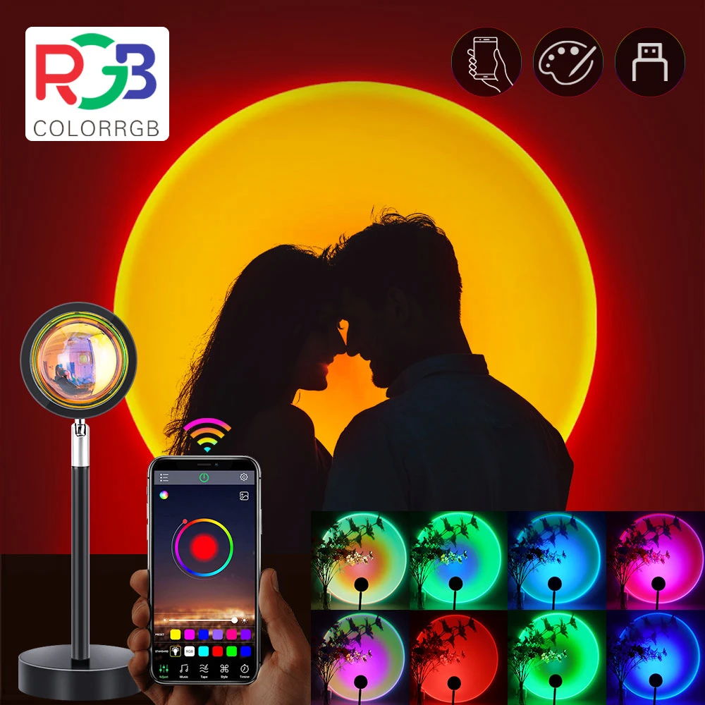 Colorrgb, Phone App Control Changing , Sunset Lamp Projection，180