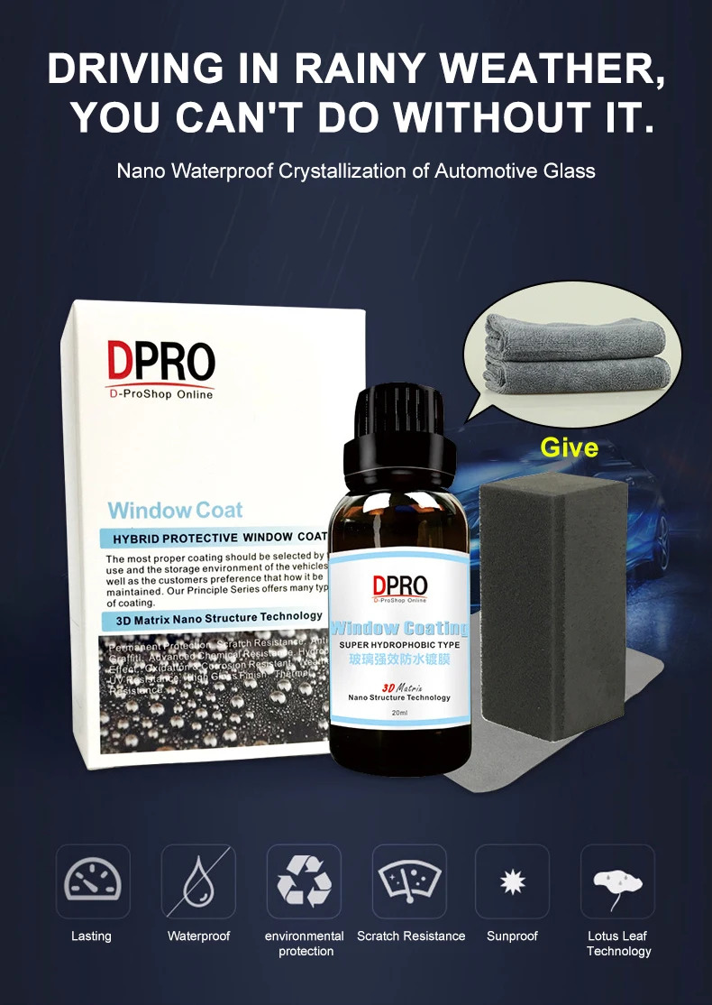 

20ml Glass coating liquid Window Super Hydrophobic Glass Coating Ceramic Car Coating For Windshield Liquid Glass Water Repellent