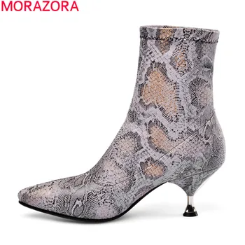 

MORAZORA 2020 Hot sale high quality simple ankle boots stiletto high heels pointed toe ladies shoes fashion slip-on women boots