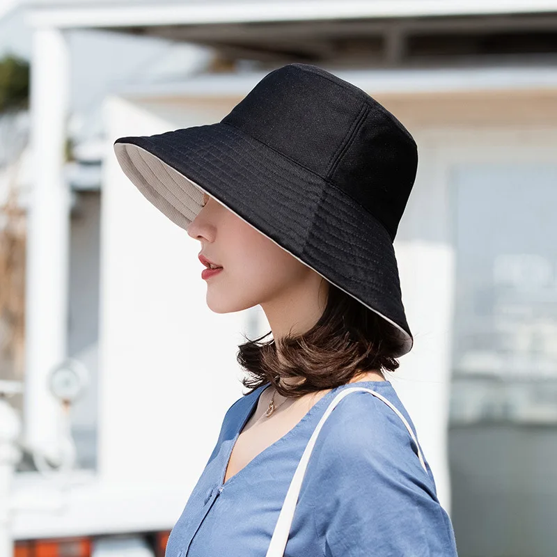 Sombrero de cubo K174 de doble cara para mujer, visera Anti-UV, protección solar, Verano