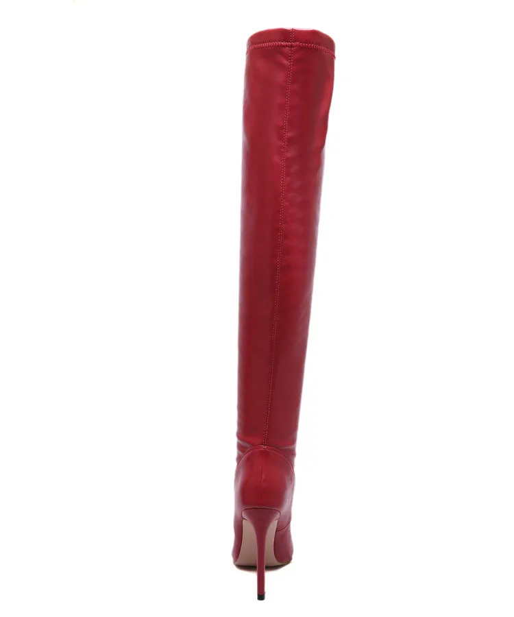 EilyKen New Soft Leather Over the Knee Boots Woman Extreme Thigh High Boots Sexy Pointed Toe Winter Warm Short Plush Bootties