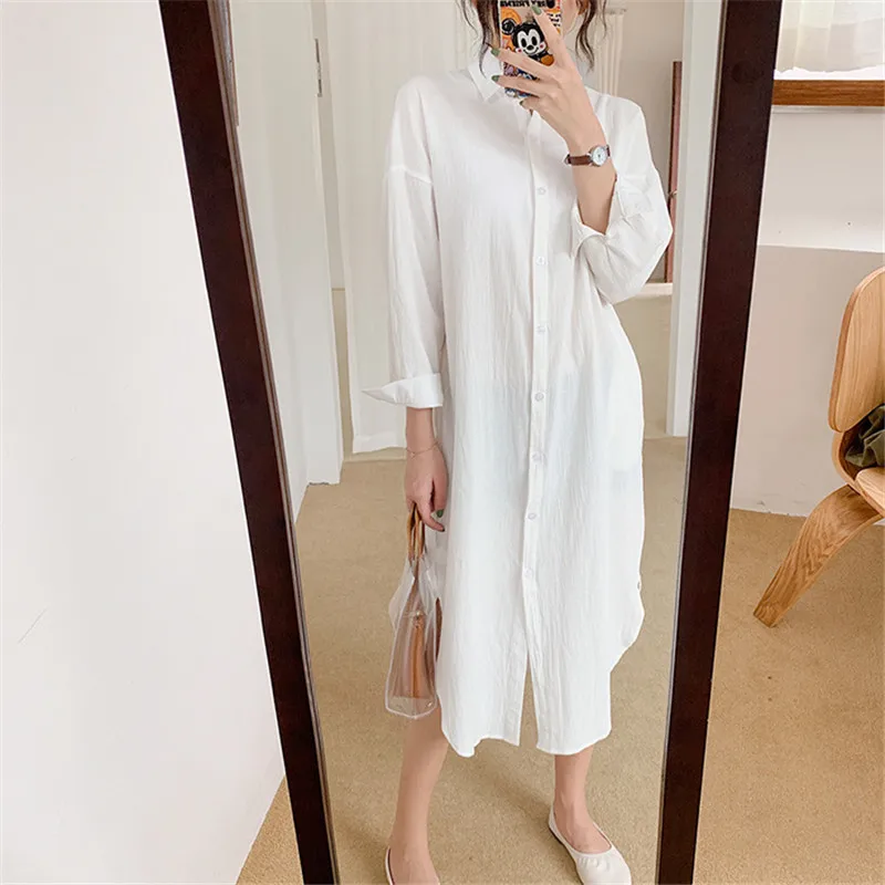 Autumn Cotton Women's White Blouse Shirt 2020 Plus Loose Blouse Long Sleeve Chic Office Lady Female Shirts Women Top (17)