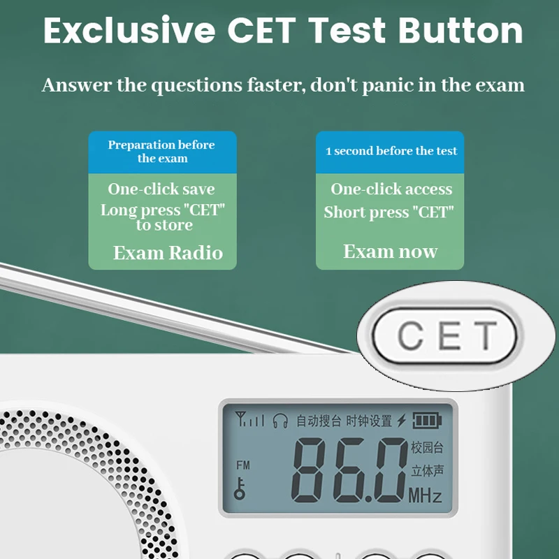 Portable FM Radio Mini Loudspeaker with LED Display 3.5mm Headphone Jack Support Auto Search/Store Station CET Test 50-108MHZ