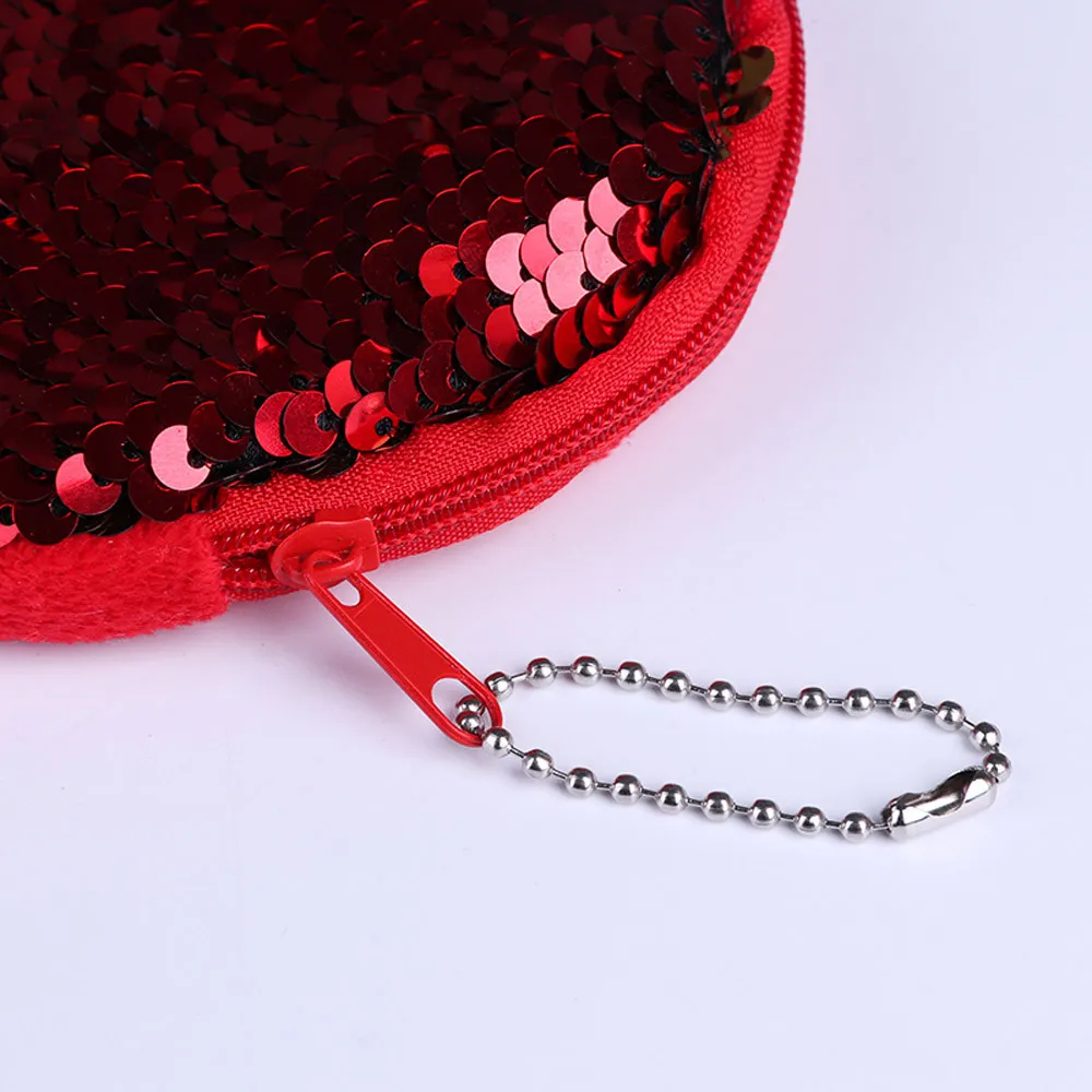 Блестящая однотонная круглая Детская сумка для монет с блестками мини