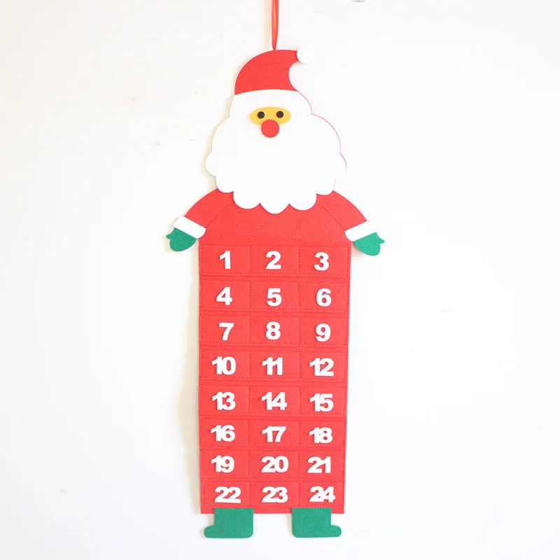 Christmas Advent Calendar Felt Countdown Calendar Xmas Decor Creative Wall Window Hanging Ornaments Santa/snowman/deer