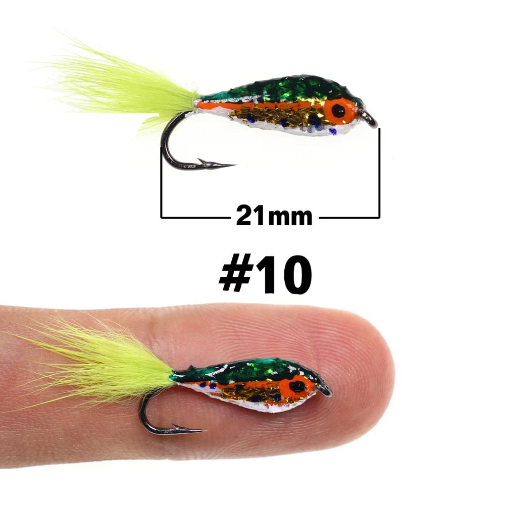 4PCS #10 #4 Trout Bass Fly Fishing Spoon Bait Lure Epoxy Minnow Streamer  Fly Multiple Colors